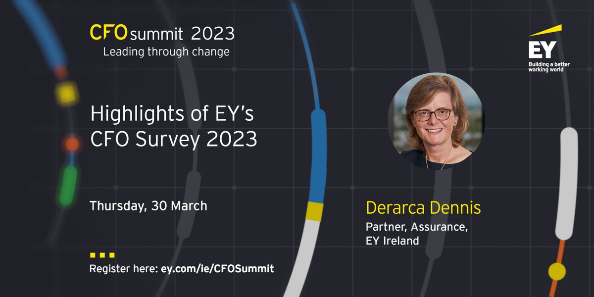 EY_Ireland's tweet image. Join @DerarcaDennis, Partner, Assurance, EY Ireland, at the EY CFO Summit on 30 March as she takes us through the findings of the EY CFO Survey.  

Register here: ey.com/en_ie/cfo-summ…

#CFOSummit #LeadingThroughChange