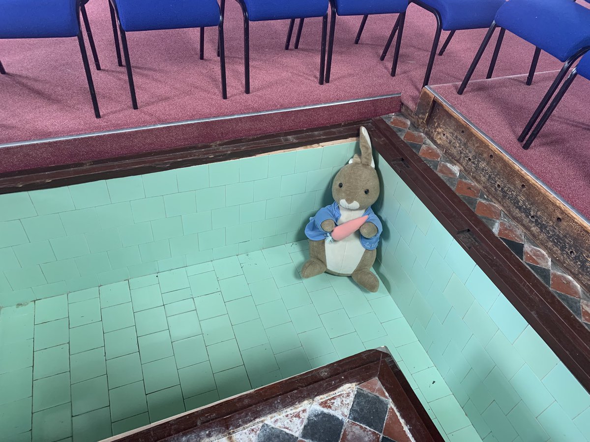 thercupboard's tweet photo. Today Becky was asked to speak to some year 3 children about Easter celebrations in a Baptist church. She took a leaf out of @nonblondie37’s book and used Peter Rabbit to demonstrate baptism! https://t.co/umJXdW5zXM