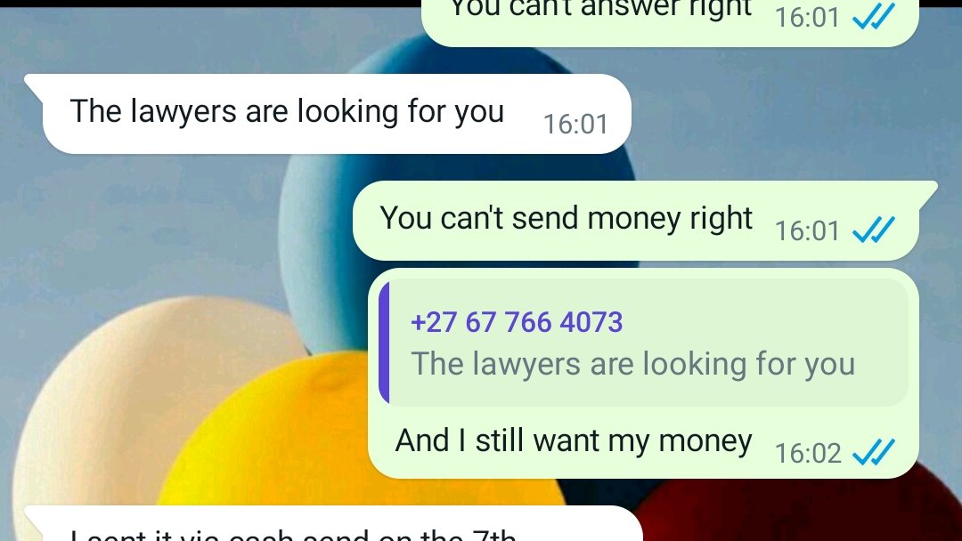 seemo_lelaka's tweet photo. This is the nonsense she sent and an still waiting for her lawyers since she got money for lawyers but not  my balance,I can't reach her she block and unblock when she want to send this🚮 emoji when I want my money,the only place she is reachable is at @Renault_SA https://t.co/7I8b34RIjy