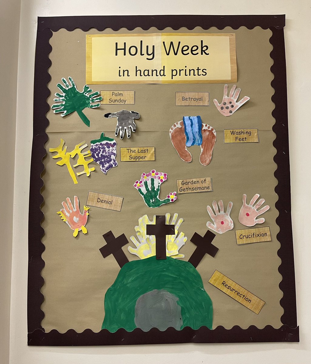 Saplings class have created this lovely display to show the events of Holy Week. <a href="/stalbansdioedu/">Diocese of St Albans Schools Team</a> #EYFS #HolyWeek #Easter