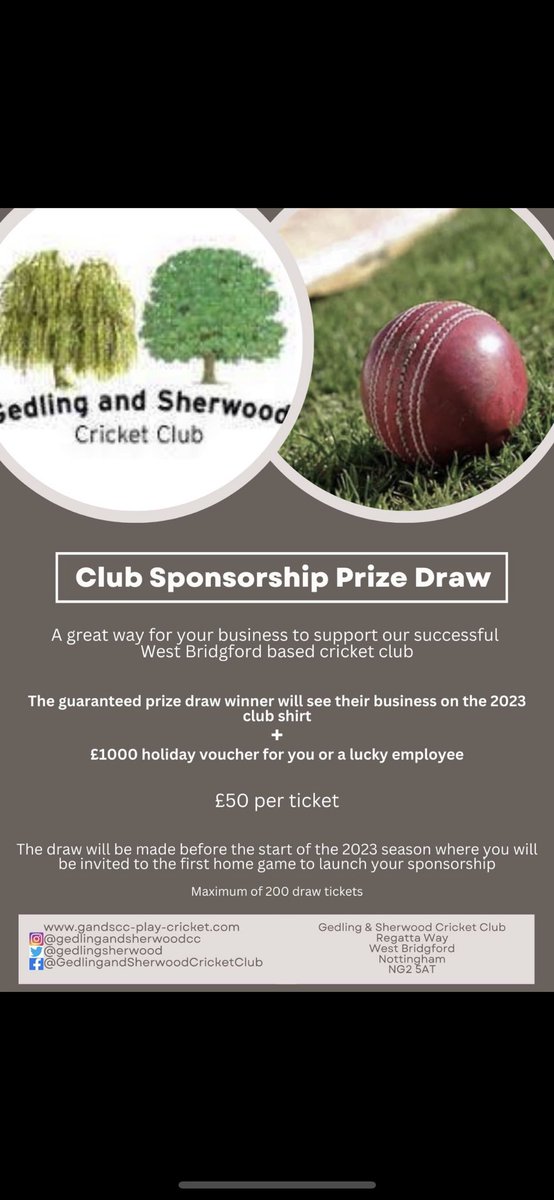 Do you own your own business and want to increase the profile and also help support a local sports club.

The guaranteed prize draw winner will see their business on the 2023 club shirt + £1000 holiday voucher 

Tickets are £50