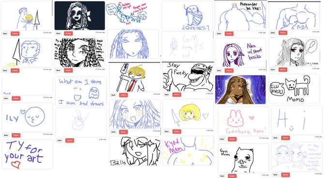 thank you all
i'm compiling everything into one pic to ease those who will be going through my media
no need to send more
i really appreciate everyone, the drawings and the messages
thanks a lot 