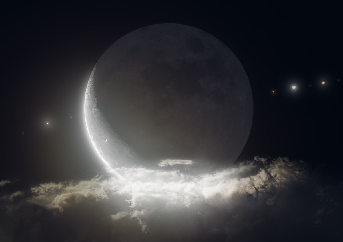 Right now you can see Mars, Uranus, Venus, Jupiter, and Mercury at dusk. A great time to visualize our cosmic family and get a feel for how these things sit along the ecliptic plane. This is a composite image from a briefly period last year when it was visible before dawn.