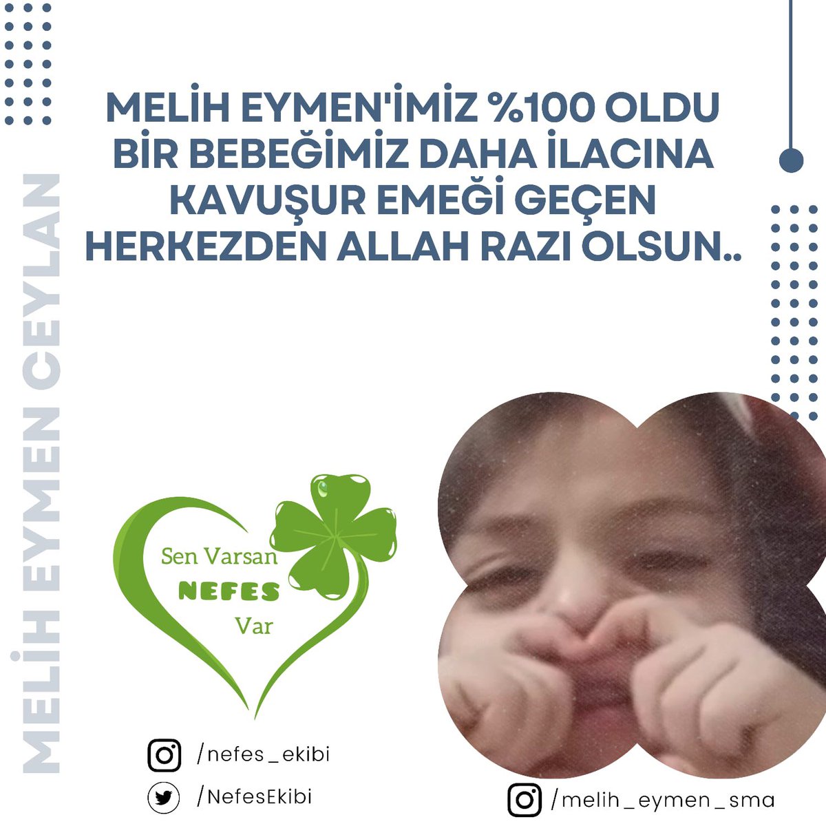 MÜJDEEE 🎉 MELİH EYMEN %100 OLDU 🍀 EMEĞİ GEÇEN HERKESİ TEBRİK EDERİZ 🍀🍀🍀 @melih_eymen_sma 
.
.
.#smadeğilbizgüçlüyüz #sma #zongelsma #meliheymen #kazandı #başardık #meliheymenkazandı