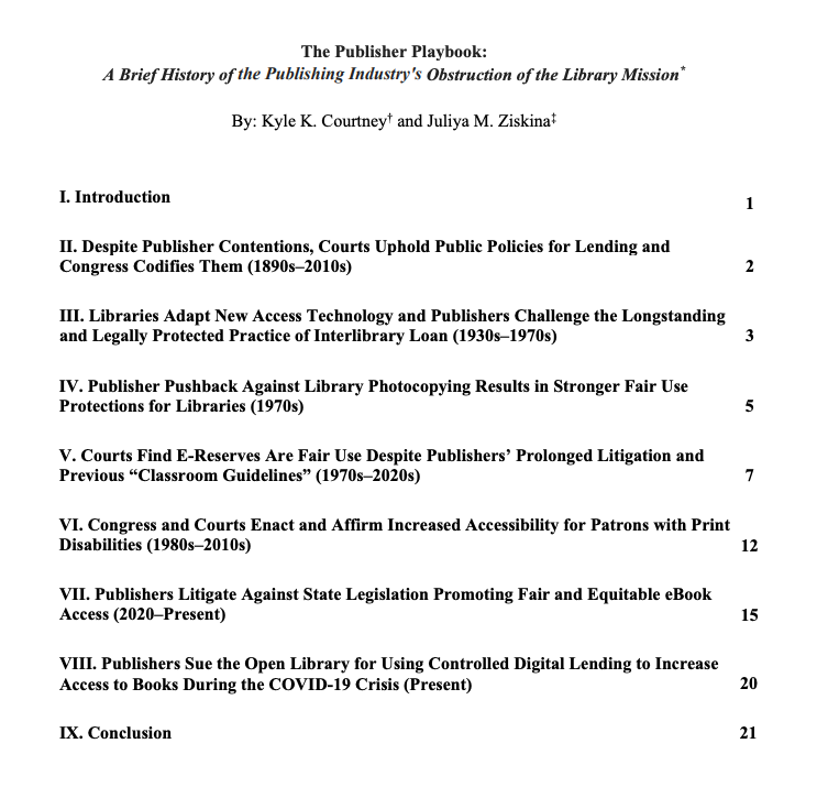 internetarchive's tweet image. From the 1890s, publishers have tried to obstruct libraries from fulfilling their mission. @KyleKCourtney &amp;amp; @jziskina document their tactics, from challenges to lending, interlibrary loan, copy machines &amp;amp; now #CDL. Courts &amp;amp; Congress created paths forward.
dash.harvard.edu/handle/1/37374…