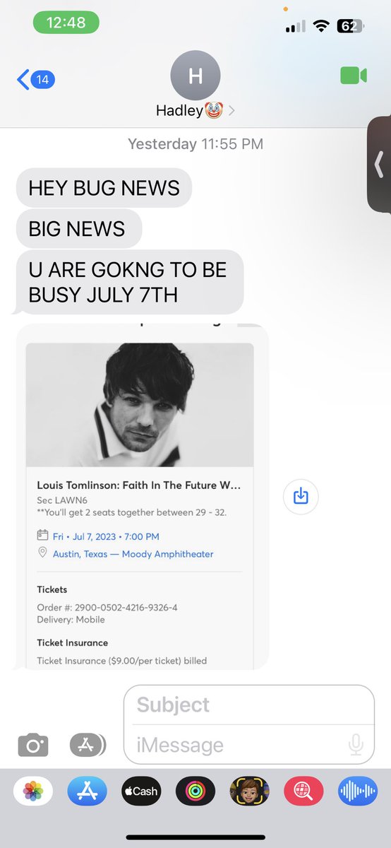 @Louis_Tomlinson My friend texted me this for my birthday. I can’t wait to see you🥹💖