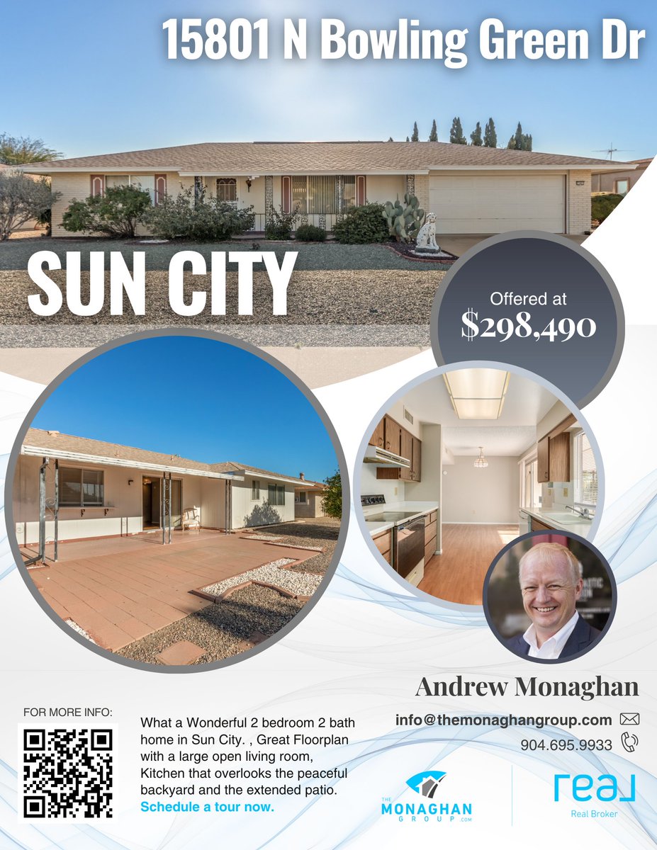 AJ_Monaghan's tweet photo. 💥👀Looking for the perfect place to call home🏡 in Sun City☀📌? Look no further than this amazing 2 bedroom🛌, 2 bath🛁house🏡!
FOR MORE INFO: 👉 https://t.co/FyFU6OfDnx
#themonaghangroup #arizonahomes #arizonarealestate #RealBroker #suncityaz #justlistedhomes https://t.co/uejJefw5vP