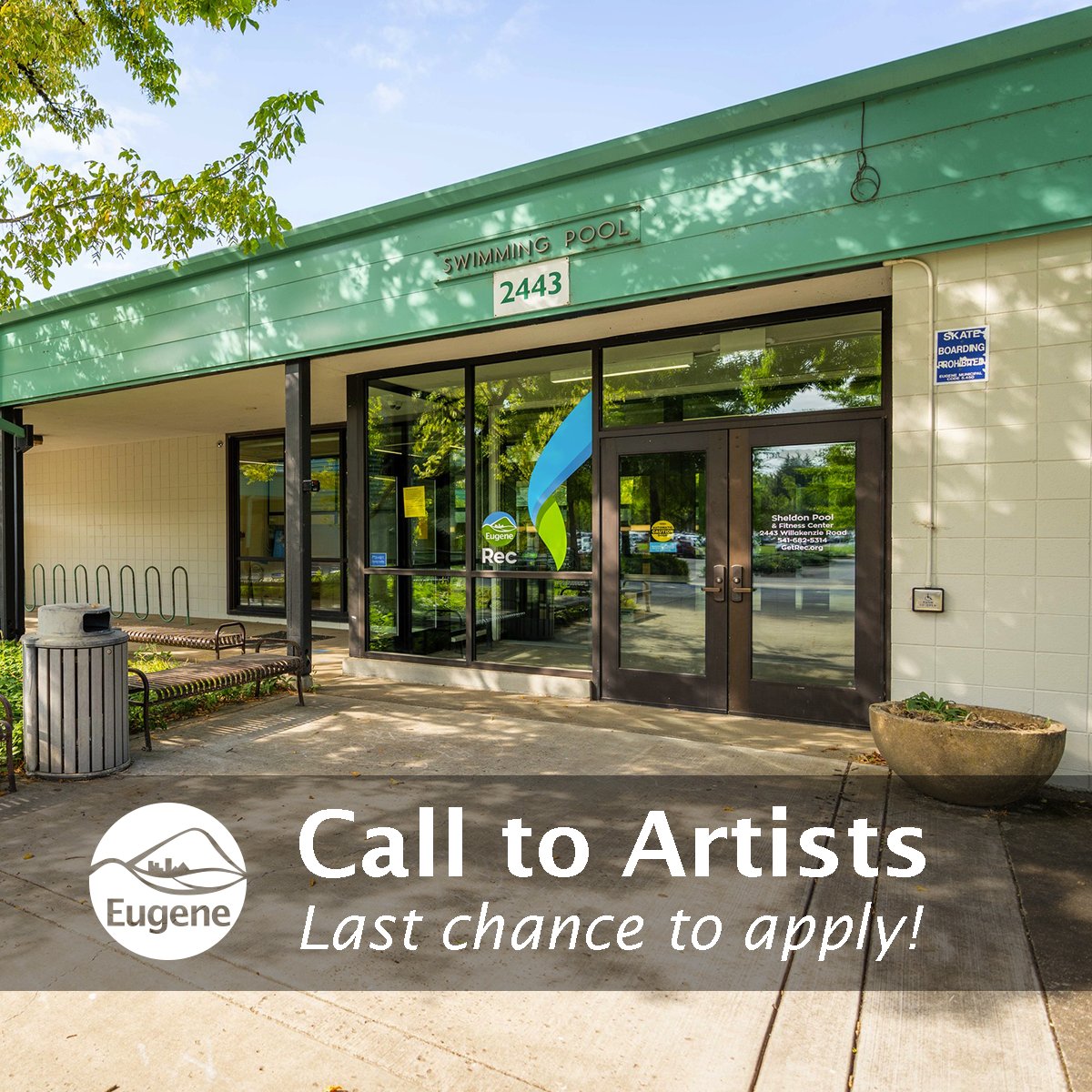 eugculture's tweet photo. LAST CHANCE! 📣
Apply today to add your artwork to the Sheldon Pool &amp; Fitness Center. We're looking for muralists to paint new works at the facility or existing sculptures to purchase and install at the location.
Applications close midnight on March 30: https://t.co/cZg0sEtnHr https://t.co/6UWqPqbpHZ
