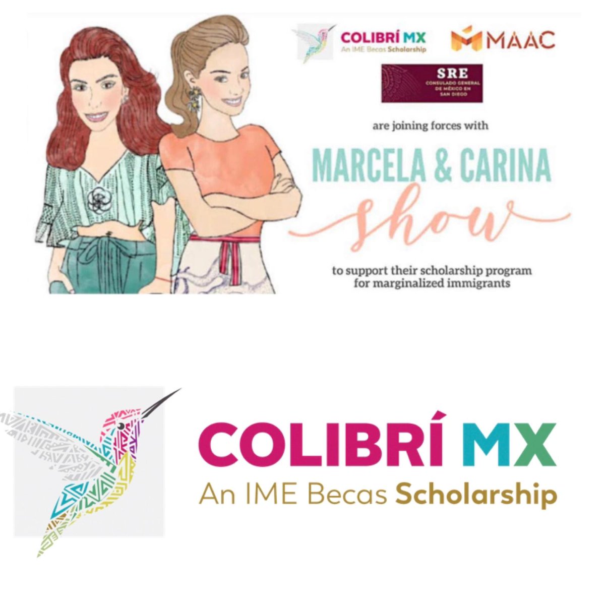 carlos_glezgtez's tweet photo. Agradezco a Marcela y a Carina Valladolid del "Marcela & Carina Show" por su generosa donación a becas #ColibriMX en beneficio de estudiantes latinos en @SanDiegoCounty. Un privilegio conocerlas y contar con su apoyo año ya año. Conoce nuestra beca: https://t.co/KYVOJyRAB8 https://t.co/j9BRCivvzd