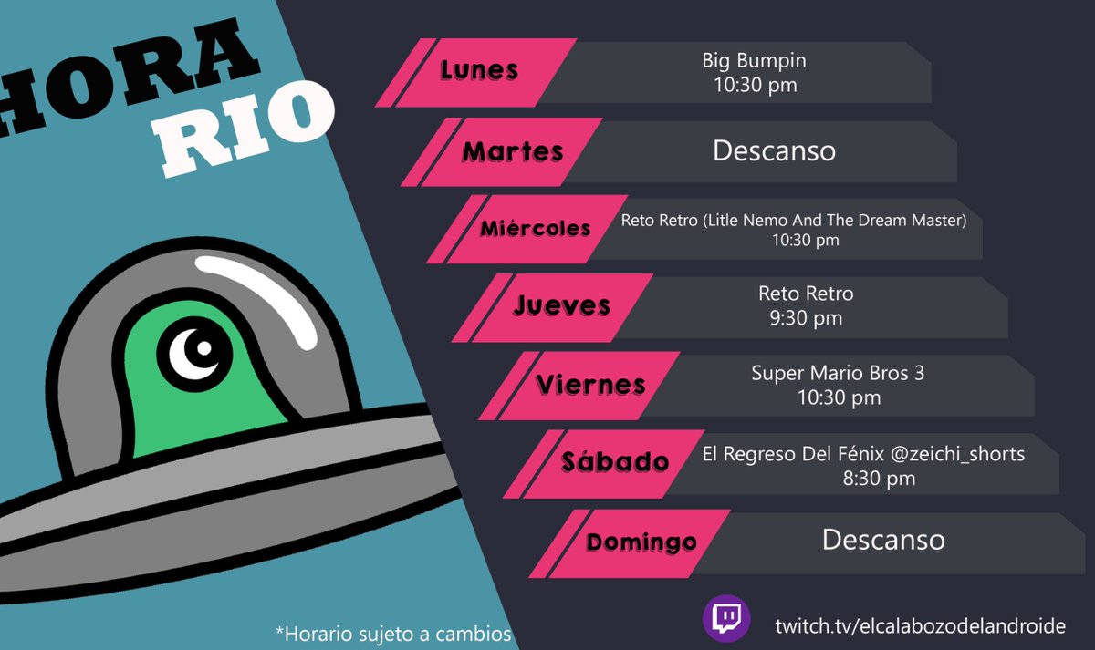 ElCalaDroide's tweet photo. Aquí el calendario!!! Trataremos de vencer el #RetoRetro y el sábado junto a @Zeichi_Shorts 🙌🏼✨ https://t.co/vz4yjR3mMa