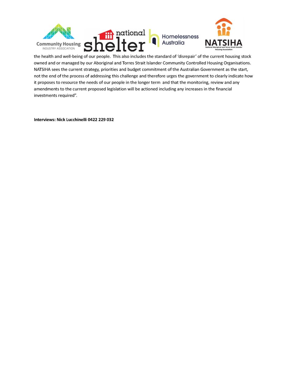 National Shelter has joined the three peak housing and homelessness advocacy bodies calling for the Senate to pass a package of legislation that will begin tackling the housing crisis.