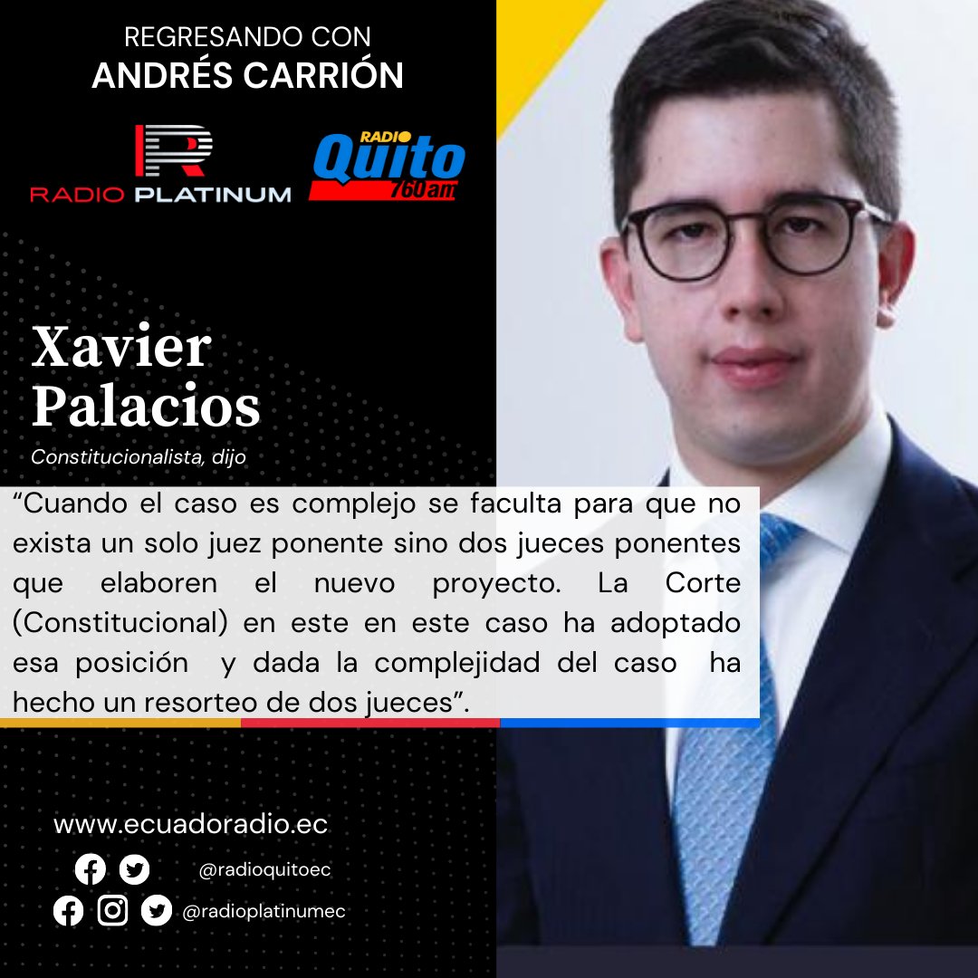 radioquitoec's tweet photo. #RegresandoConAndrésCarrión de #lunes a #viernes de 16h00 a 19h00. Sintonízanos por @radioquitoec 760 AM y @radioplatinumec 90.9 FM.
Escucha el #podcast completo en nuestra página web: https://t.co/iULNE10PlG https://t.co/mybf9XIq5r