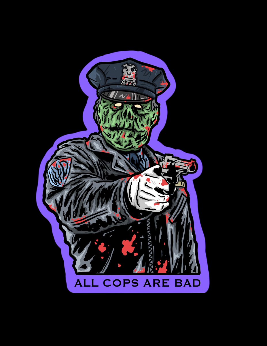 Remember kids always lie to the police #acab #maniaccop #horror #80shorror #bmovie  #spooky #sticker