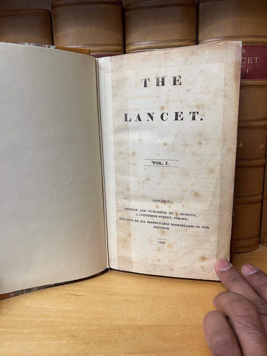 So, here is the first volume of @TheLancet 

Published in 1823

First editor: Thomas Wakley, an English surgeon, who founded the journal 