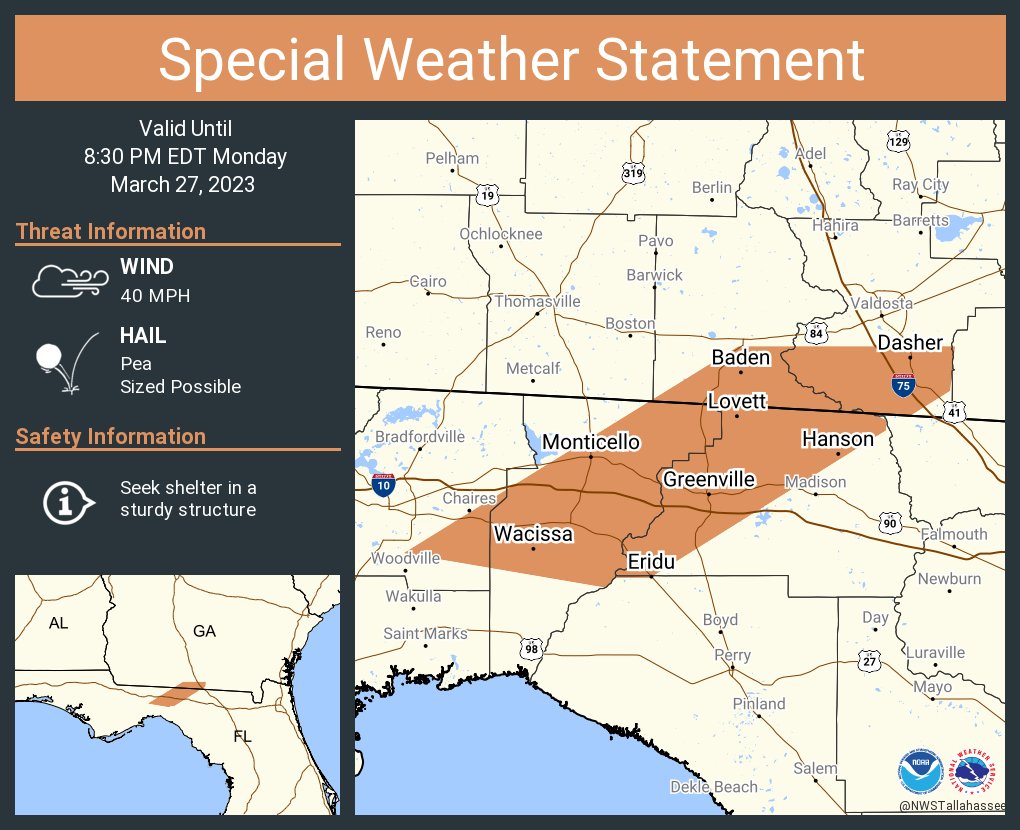NWS Tallahassee on Twitter "A special weather statement has been