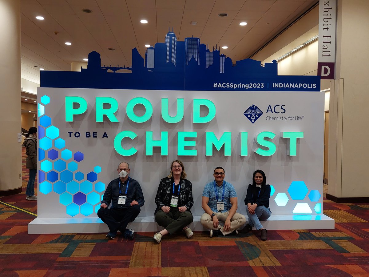 The AtmosChem group of @sunyesf is  at #ACSSpring2023 . Everyone has presented once and Pedro and Darshi each have a poster to present.