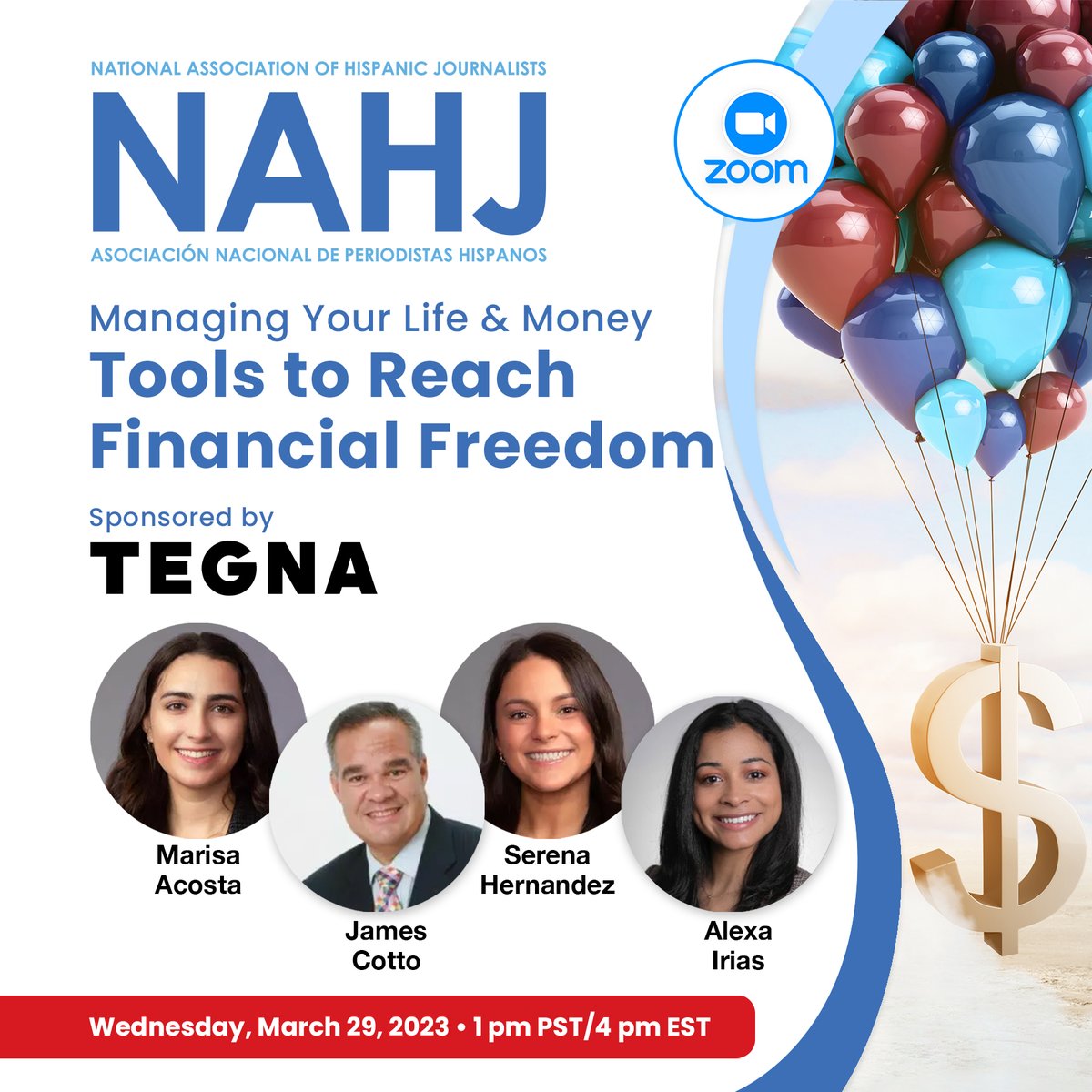 Want to get the tools to reach financial freedom? 💵

🗓️ Wednesday, March 29
⏰ 1 p.m. PST / 4 p.m. EST

Sponsored by <a href="/TEGNA/">TEGNA</a>, join this webinar to get tips on balancing your budget + hear why it’s never too early to think about your financial future.

🔗:nahj.memberclicks.net/managing