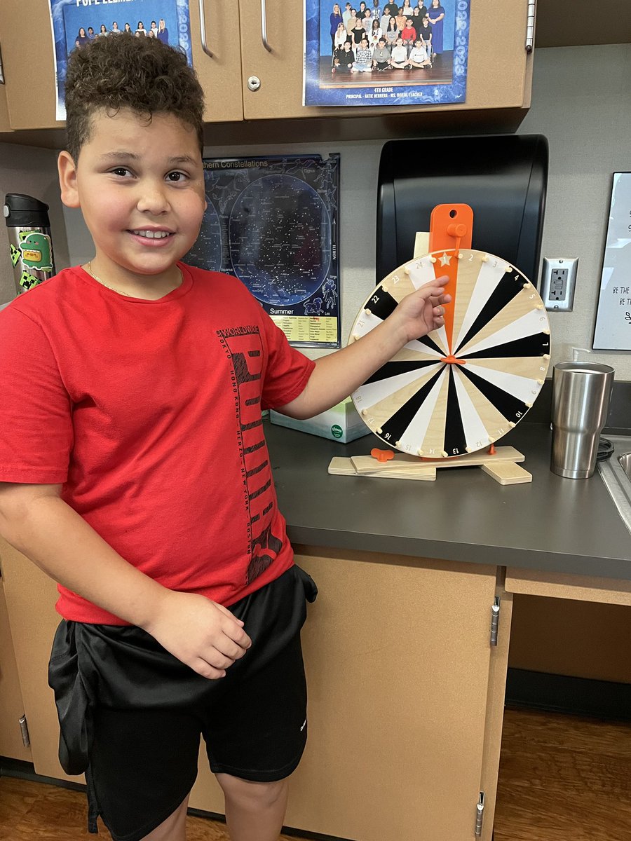 ashleyborak's tweet photo. Well this has never happened in one day. 2 wheel spinners landed on orange! Way to get in those ST Math puzzles and earn a spin. @popepanthers https://t.co/xDEBBkeuWV