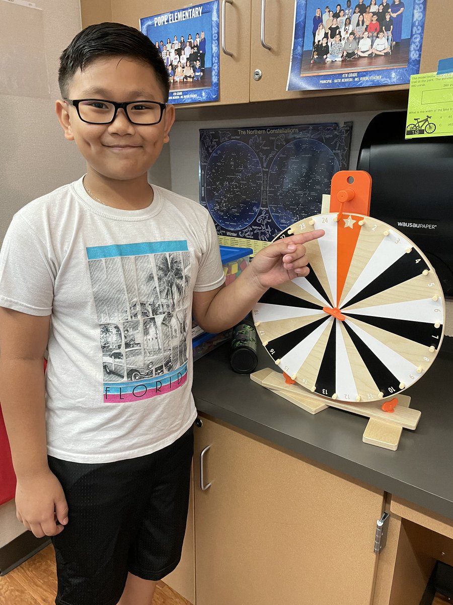 ashleyborak's tweet photo. Well this has never happened in one day. 2 wheel spinners landed on orange! Way to get in those ST Math puzzles and earn a spin. @popepanthers https://t.co/xDEBBkeuWV