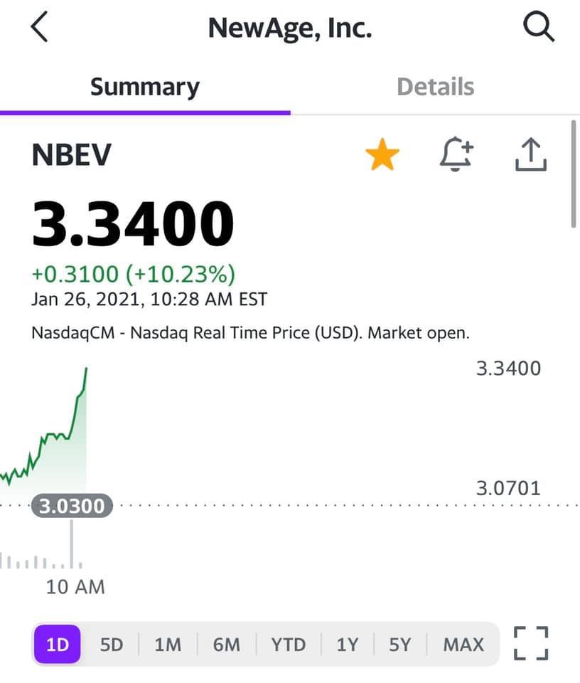 Congrats to my friends at New Age! This is just the beginning. I am a believer. Even though in another company, I’m investing big in your stock so I can enjoy the ride up! 🧨🧨🧨