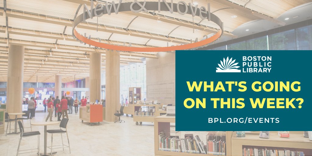 BPLBoston's tweet photo. What's going on this week at the BPL? Swipe and see which events are happening at a location near you!

Visit https://t.co/4qB888fqxk for information on all BPL events 🔗 https://t.co/36OT9DnMqJ