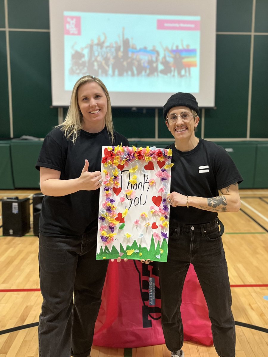 We had wonderful presentations for our grades 6-8 students today from Wren and Rachael of Get Real. Thank you for sharing your stories and helping spread empathy and understanding! #getreal #inclusion #empathy #2SLGBTQ+