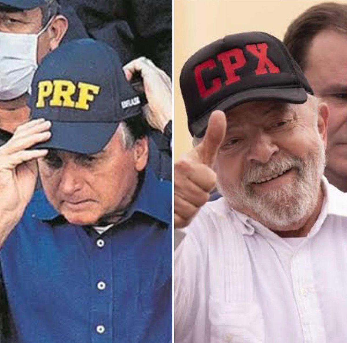 VouComLeandro's tweet photo. A diferença é grande, meus amigos... Enquanto Bolsonaro valorizava as forças policiais, o ex-presidiário coloca em xeque a atuação das mesmas. Enquanto um repudiava a criminalidade, o outro passa pano e normaliza a vagabundagem. Enquanto no Brasil de Bolsonaro o crime era reduzido, hoje ele é incentivado através de discursos sombrios!