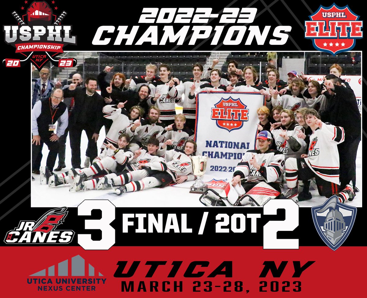 USPHL (@usphl) on Twitter photo #USPHLNationals: Your 2022-23 #USPHLElite #NationalChampion <a href="/USPHLjrcanes/">USPHL Carolina Junior Hurricanes</a>! #USPHLNationals: Your 2022-23 #USPHLElite #NationalChampion <a href="/USPHLjrcanes/">USPHL Carolina Junior Hurricanes</a>!