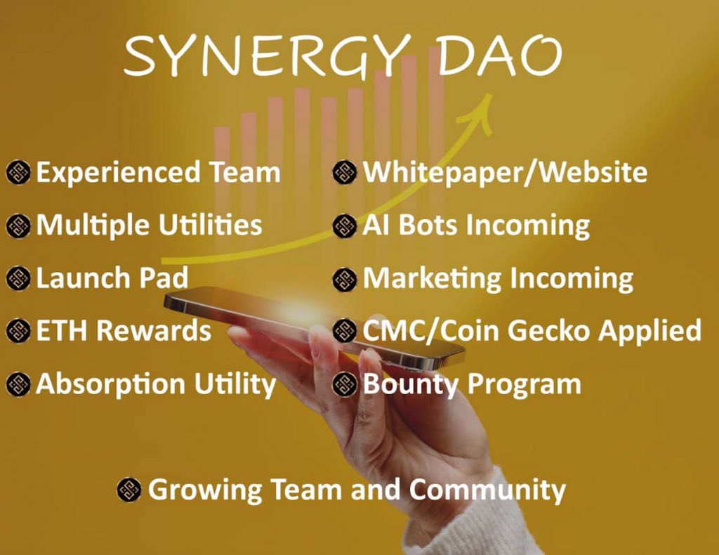 Brainz011's tweet photo. @saylor #synergydao @SynergyDAOv1, Launched 7th March 
✅ Active Community
✅ Based Dev
✅ Bounty Program
✅ White paper/Website
✅ AI Bots
✅ CMC/Coin Gecko Applied
#synergy #Doge #BTC     #volt
TG:https://t.co/9i8xSoQtTx https://t.co/VFoa0Gd1kv