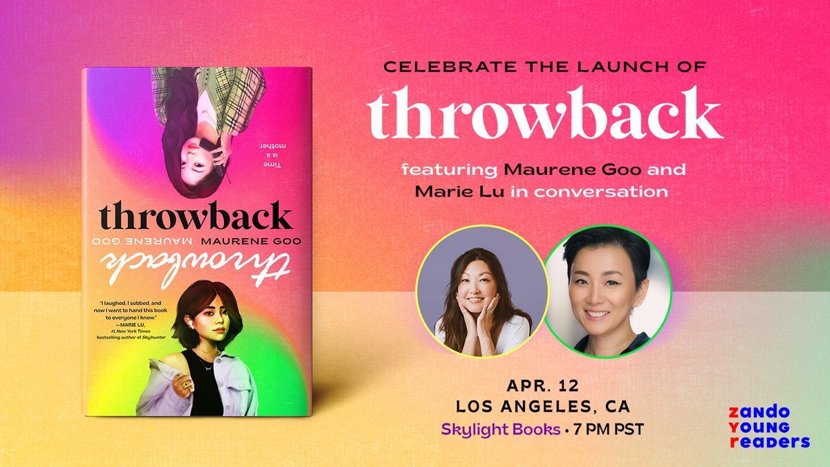 zandoprojects's tweet photo. We're bringing back the '90s with the THROWBACK book tour! Join @maurenegoo and special guests #marielu, @choitotheworld, and #veronicaroth to celebrate the launch of THROWBACK. See you there! π β
#throwbackbook #zandoyr #maurenegoo https://t.co/3Gw9xjWZQd