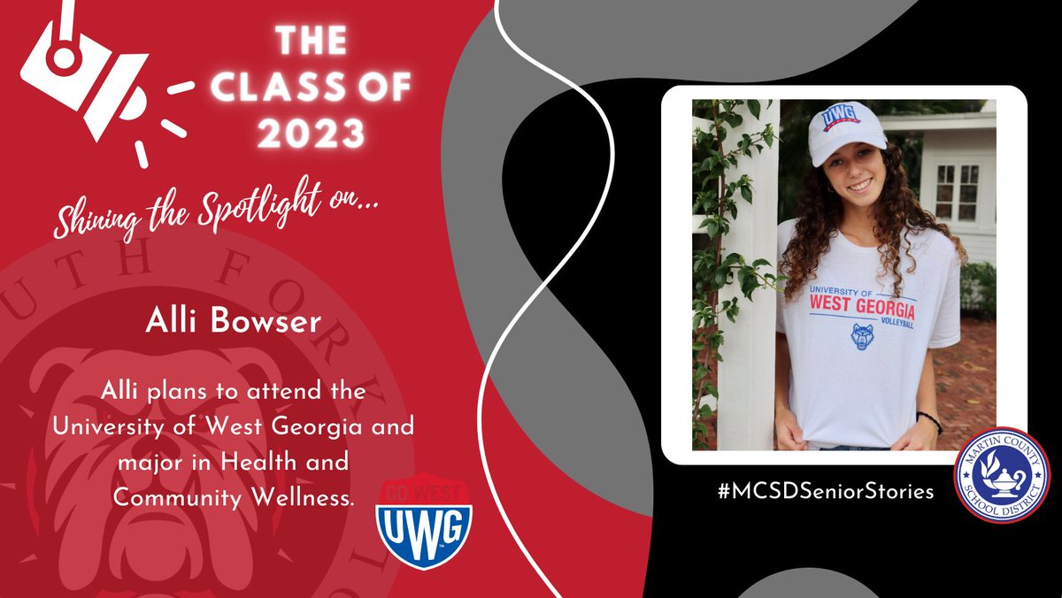 🎓#MCSDSENIORSTORIES🎓

This afternoon, we are shining a spotlight on senior Alli Bowser of <a href="/wearesouthfork/">Bulldognation</a>!

Alli will be attending the <a href="/UWGAthletics/">West Georgia Wolves</a> and major in Health and Community Wellness.

🎉Congratulations, Alli! 🎉 

#ALLINMartin👊 #PublicSchoolProud
