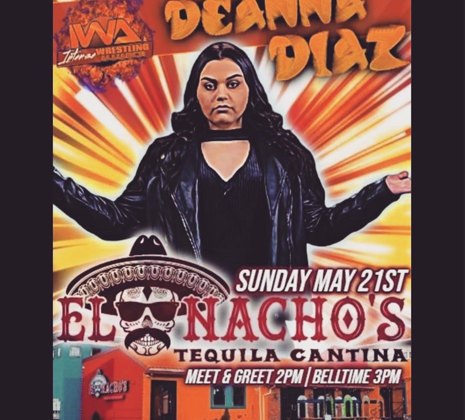 DeannaDecicco's tweet photo. Be ready on May 21st @_shelbywaters , you never know what’s coming. @IWAWRESTLINGNJ meet and greet starts at 2:00pm ! And the show starts at 3:00 at @elnachonj  restaurant,Get your tickets 🎟️ #prowrestling #prowrestler #intense #iwa #intensewrestlingalliance #womenswrestling #NJ https://t.co/RcqxEyc6RJ