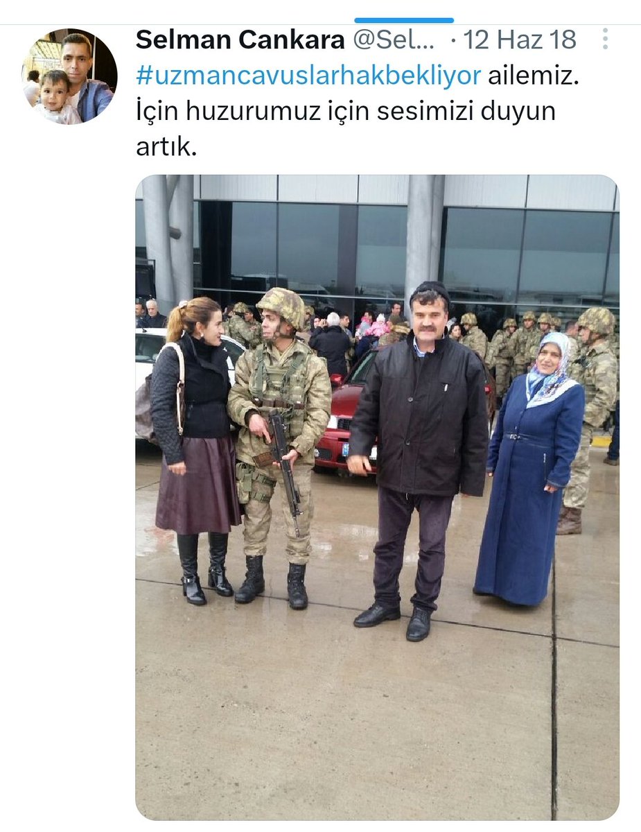 Şehit Uzman Çavuş Selman cankara
<a href="/SelmanCankaraa/">Selman Cankara</a>

Şehidim sana sözümüz var.

37 yıllık mağduriyet KADRO ve Mesleki Güvence torba yasaya.
<a href="/RTErdogan/">Recep Tayyip Erdoğan</a>
@ErbakanFatih
<a href="/dbdevletbahceli/">Devlet Bahçeli</a>
<a href="/MehmedAltinoz/">Mehmet Altınöz</a>
<a href="/alitilkici38/">Ali Tilkici 🇹🇷</a>
@yilmaz_ismet58
<a href="/M_Levent_Bulbul/">Muhammed Levent BÜLBÜL</a>
<a href="/mustafaelitas/">Mustafa Elitaş</a>
<a href="/erkanakcay45/">Erkan Akçay</a>