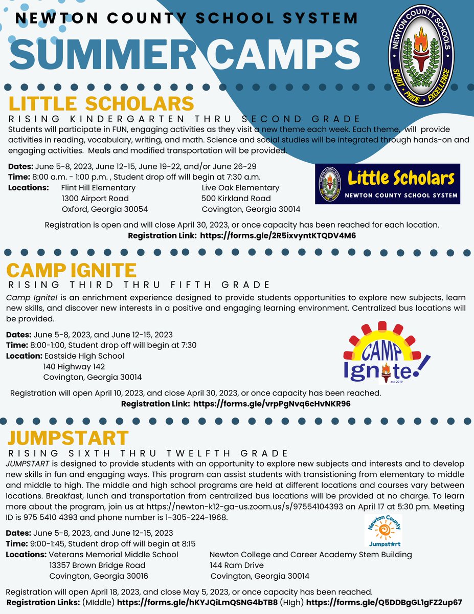 NCSS Announces Summer Camps for Students! newtoncountyschools.org/departments/pu… #NCSSBeTheBest