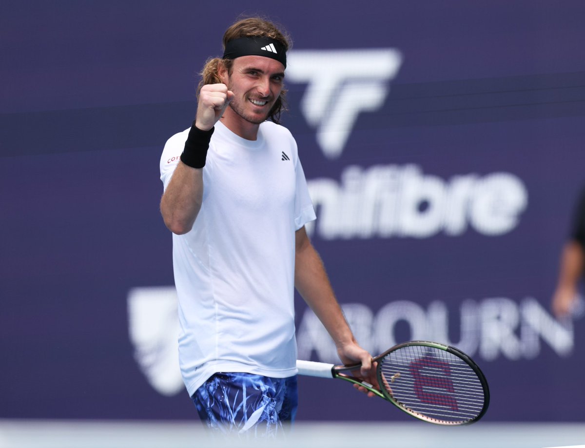 stefanos's tweet photo. If tennis matches were cocktails, Miami would be a margarita on the rocks - hot, sweaty, and with a hint of lime. https://t.co/cwxNdDWP6P
