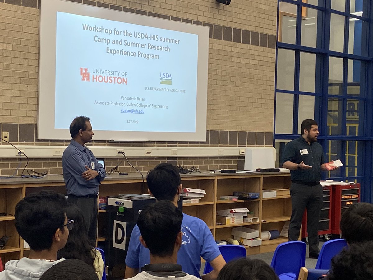 FBISDWholeChild's tweet photo. University of Houston Cullen College of Engineering conducting a workshop about the USDA-HIS summer camp and Summer Research Experience Program. @elkinsengineers @EHS_Knightswire @FortBendISD @UHEngineering https://t.co/XpRcBoSesK