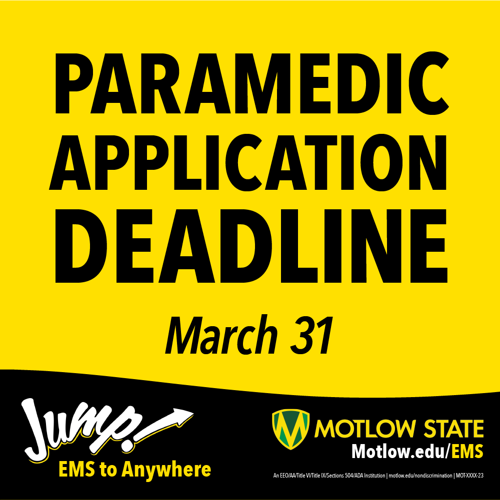 MotlowState's tweet photo. Time is running out for aspiring paramedics! Motlow State's paramedic program is accepting applications until March 31st. Submit your application today and take the first step towards a rewarding career in the medical field. #MotlowState #ParamedicProgram #ApplyNow https://t.co/hGW2hdeO4W