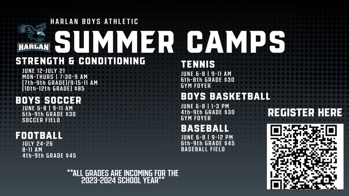 Information for ALL Girls &amp; Boys Athletic Camps at <a href="/NISDHarlan/">Harlan High School</a> #HawkYeah <a href="/HarlanHawks_FB/">Harlan Hawk Football</a> <a href="/harlanhoops/">Harlan Hoops 🏀</a> <a href="/Hawkgirlshoops/">Harlan Girls BB</a> <a href="/HarlanTennis/">Harlan Hawk Tennis</a> <a href="/HarlanBaseball/">Harlan HS Baseball- A Culture of Commitment</a> <a href="/HarlanHawks_SB/">Harlan Hawk Softball</a> <a href="/HarlanGSoccer/">Harlan Women’s Soccer</a> <a href="/HarlanSoccer/">⚽️ ℍ𝕒𝕣𝕝𝕒𝕟 ℍ𝕒𝕨𝕜𝕤 ⚽️</a> <a href="/HarlanHawk_GTR/">Harlan Girl's Track</a> <a href="/HarlanHawks_BTR/">Harlan Boys Track</a>