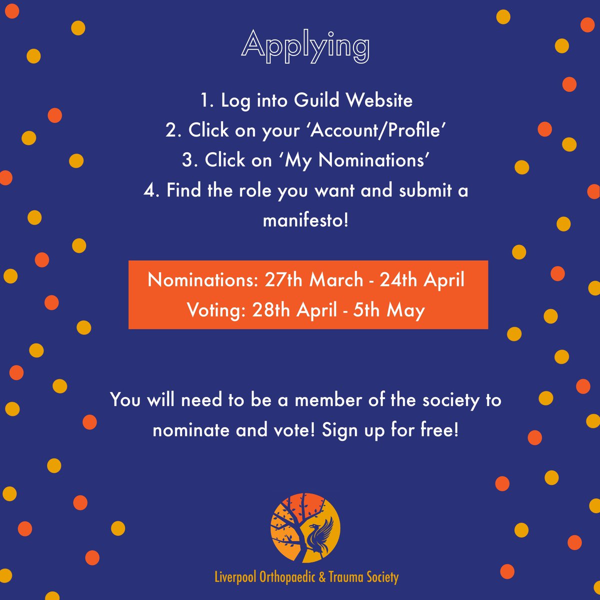 LiverpoolTrauma's tweet photo. 2023-24 Committee Nominations are now OPEN! 🎉

We have had an amazing year with a fantastic Trauma Conference, but it’s time to bring in a new committee! ✨

Nominate yourself through the Guild Website  ASAP! 🦴 https://t.co/Hc90eYvyCC