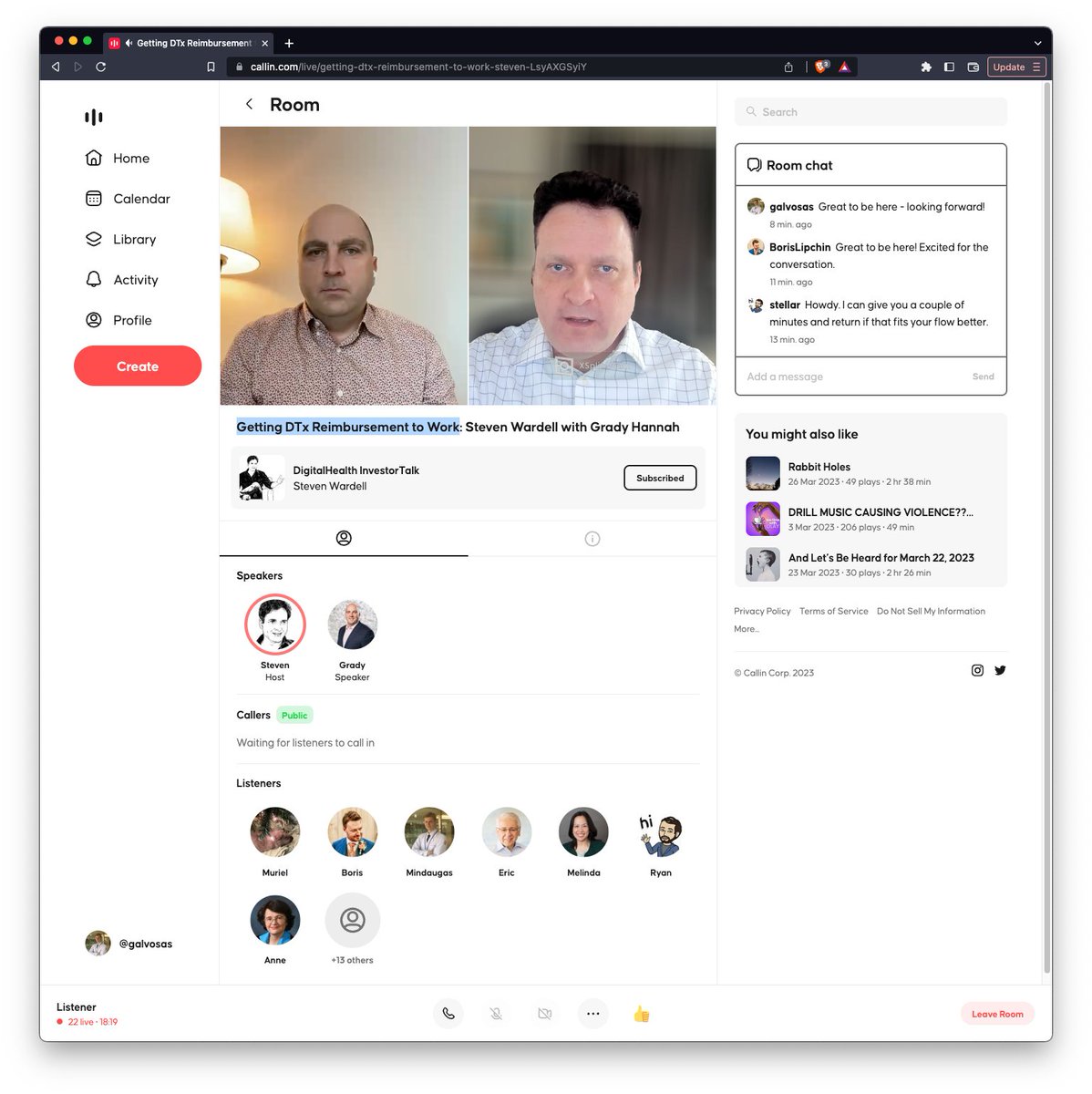 MGalvosas's tweet photo. Tuning into the live DigitalHealth InvestorTalk podcast recording by @stevenwardell with Grady Hannah, CEO and Co-founder of NightWare.
Today's topic: Getting DTx Reimbursement to Work.
@getcallin - another awesome experience! (user since private testing)
#DTx #DigitalHealt https://t.co/rjkNrrW2rN