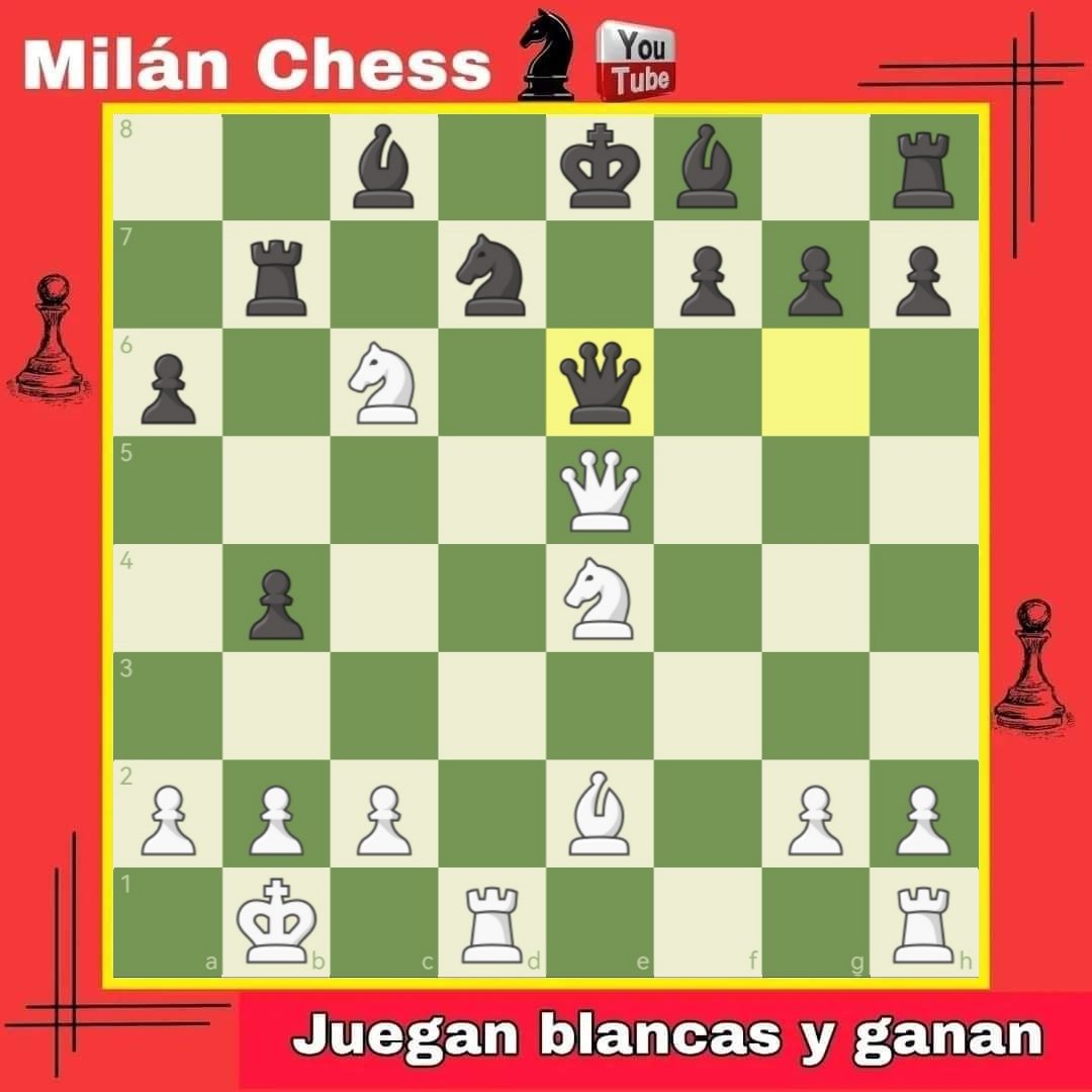 ChessMilan's tweet photo. Problema del día 🤔♟️. 
Juegan blancas y ganan... 
Encuentra la mejor jugada para forzar mate en 3 o hacer que el rival abandone ⚔️♟️.

#ProblemaDiario
#AjedrezUnaPasion
#AprendeAjedrezDesdeCero
#AjedrezParaTodos
#MilanChess
#SuscribeteANuestroCanal https://t.co/Wx7E16voGl