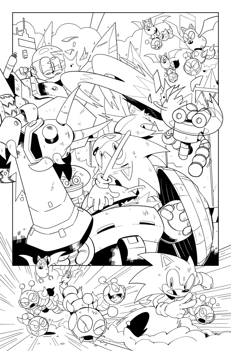 Sorry everyone!  Forgot that I'm *supposed* to post artwork here, and not babble on about Final Fantasy 9.

Here are the first and last pages from #IDWSonic #58. 