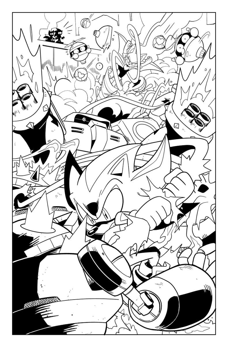 Sorry everyone!  Forgot that I'm *supposed* to post artwork here, and not babble on about Final Fantasy 9.

Here are the first and last pages from #IDWSonic #58. 