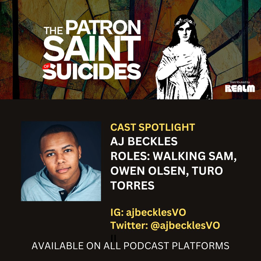 Cast Spotlight: AJ BECKLES

AJ has been with @PatronSaintPod  since Season 1, delivering electric performances in 2 different roles. Listen to his final episode next week!

#audiodrama #audiodramas #fictionpodcasts #fictionpodcast @AudiohmMedia  @RealmMedia @AJBecklesVO
