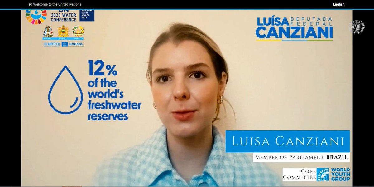 wyg_org's tweet photo. at the @UN #WaterConference2023 Hon @luisa_canziani shared @govbrazil 's national policy on water conservation and urged for global unity. She also emphasized the need for the UN resolution for #climateeducation 
Thank you @UN_PGA @NLatUN @MOFA_Tajikistan  @Brazil_UN_NY https://t.co/Mk8u0iMozK