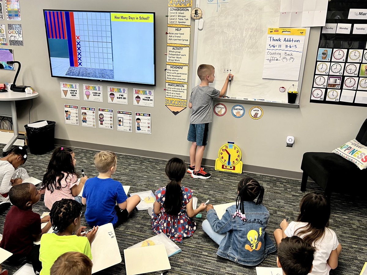 MrsGonzales_GE's tweet image. Using math toolkits keeps students engaged during number corner. They also love being the teacher and leading the class as we count the days of school. @HumbleElemMath #MarchMathMadness