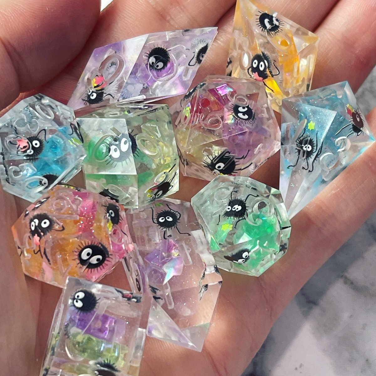 MageStudio's tweet photo. Soot Sprite. What color should I use for the numbers? #wip #sootsprite #StudioGhibli #dice #handmadedice #resindice #magestudio #dnd #kości #kościdnd #kościrpg #erpegi #dungeonsanddragons #tabletop #dnd5e https://t.co/56PsoWagZK
