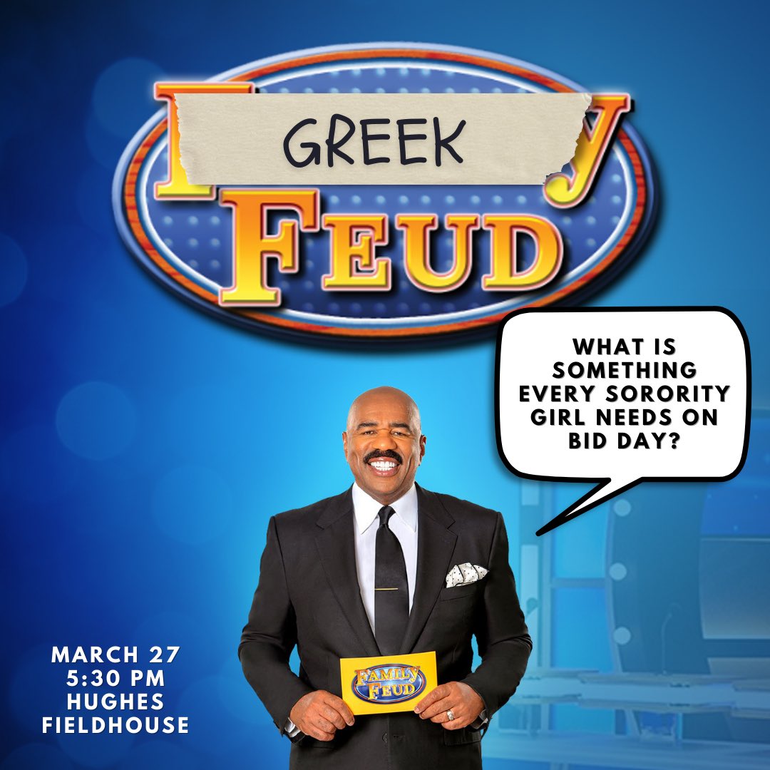 Join us TONIGHT for our first two Greek Week events! We are pumped to have Interim President <a href="/cgreen9475/">Clarence Green</a> as our Steve Harvey for Greek Family Feud! 🎤🏆