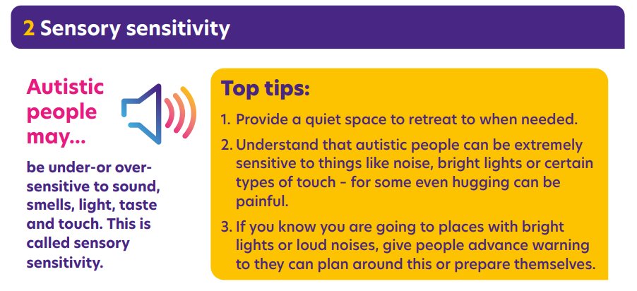 HubHarper's tweet photo. Tip 2 - being aware of sensory sensitivities. #WorldAutismAcceptanceWeek https://t.co/h0LP5crt6Y