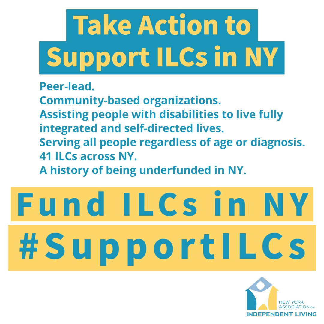 NYAIL's tweet photo. ILCs are run by pwd for pwd. Everyone deserves the right to live and work in the community. We also believe the state must do more to address the needs of 1 & 5 NYers with disabilities. Do the right thing! Include us in the COLA and #SupportILCs @GovKathyHochul @AndreaSCousins https://t.co/8XENsgJeue